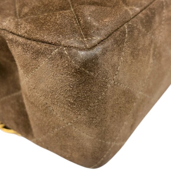 CHANEL Vintage CC Logo Suede Matelasse Backpack Bag Turn Rock Brown  [106046] - Picture 7 of 15
